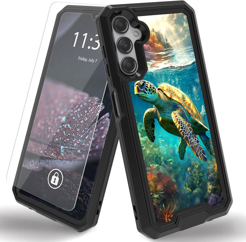 for Samsung Galaxy A15 5G Case with 1 Pack Screen Protectors, Dual Layer Protective Hard PC Back & Soft Bumper Resilient Shock Absorb Case Cover f...