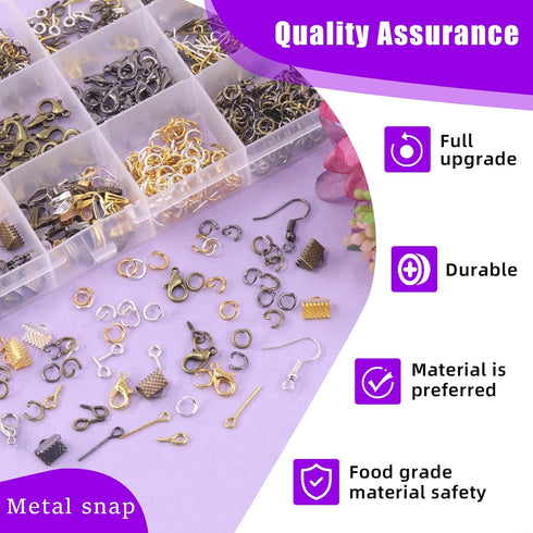 Swpeet 1617Pcs Jewelry Making Supplies Kit with Jewelry Making Tools, 40 Styles Jewelry Findings, 6 Colors Jewelry Bead and Charms, with Jewelry P...