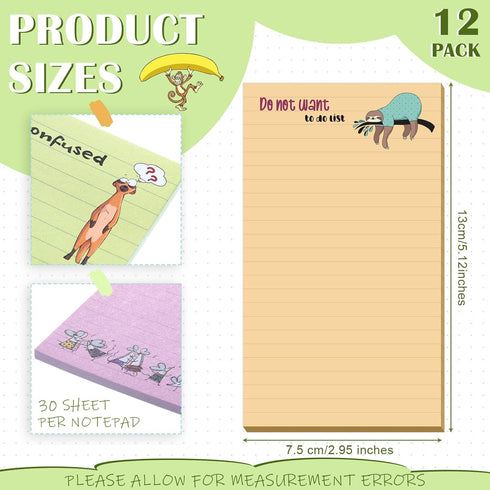 12 Pack Funny Notepads for Coworkers Fun Novelty Note Pad Humor Memo Funny Office Supplies 3 x 5 Notepads for Office Teacher Adult Work Gifts Supp...