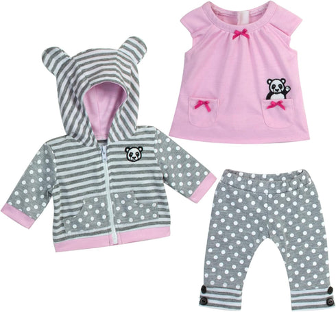 Sophia's - 15" Doll - Panda Bear Hooded Sweatshirt, Tunic & Polka Dot Leggings - Light Pink (Copy)...