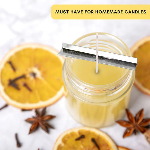 Kare & Kind Candle Wick Sticker (100 pcs) and Metal Candle Wick Holder (10 pcs) Bundle - Silver...