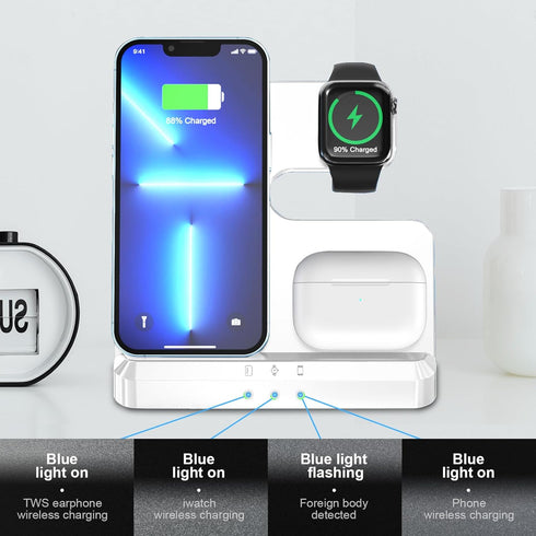 Wireless Charger,3 in 1 Wireless Charging Station for iPhone15 14 13 12 11 Pro Max/X/8,Charger Stand for Apple Watch Series 9 8 Ultra 7 6 SE 5 4 3...