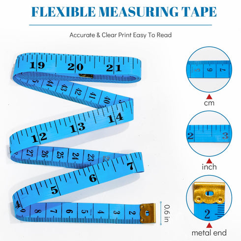 Tape Measure Body Measuring Tape 3 Pack Soft Fabric Measuring Tape for Sewing Cloth Measurement,Double Scale Tailor Ruler for Weight Loss (Blue)...