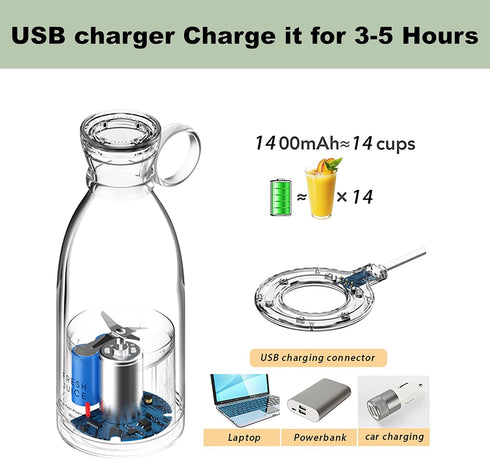 OTPEIR Personal Size Blender Charger, Portable Blender Charger, Battery Powered USB Blender Charger (Black)...
