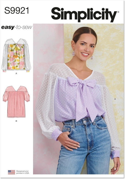 Simplicity Easy to Make Misses' Relaxed Fit Top Sewing Pattern Packet, Design Code S9921, Sizes 18-20-22-24-26, Multicolor...