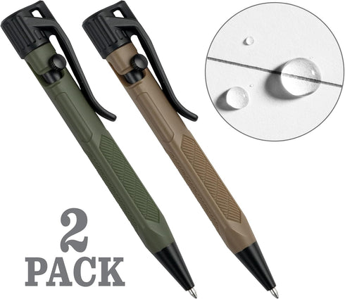 Rite in the Rain Weatherproof Olive Drab and Flat Dark Earth Mini Bolt-Action Pens - Black Ink, 2 Pack (No. TAC20)...