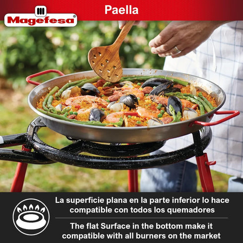 MAGEFESA® Carbon - paella pan 9 in - 23 cm and 1 Servings, made in Carbon Steel, with dimples for greater resistance and lightness, ideal for cook...