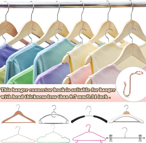 50 Pieces Hanger Connector Hooks Metal Hanger Extender Hooks Stable Clothes Hanger Connector for Different Clothes Hangers, 8.7 mm/0.34 Inch Hole ...