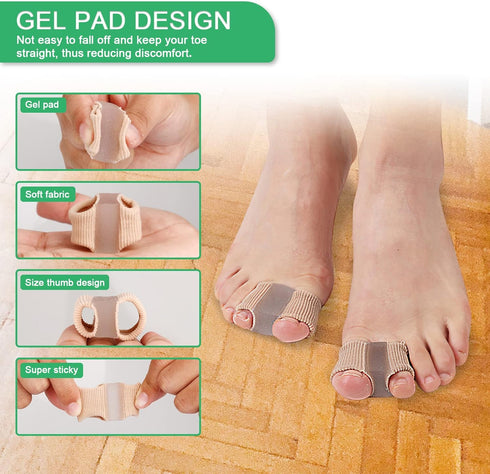 Gel Toe Separators with 2 Loops, Bunion Corrector for Women and Men 1 Pair, Toe Straighteners for Toe Overlapping and Crooked, Toe Spreader for Bu...