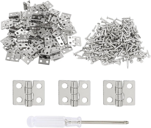 120 Pcs Mini Brass Hinges, 180 Degree Rotation Miniature Furniture Hardware Cabinet Mini Hinges for Jewelry Box Closet DIY Accessories with Mounti...