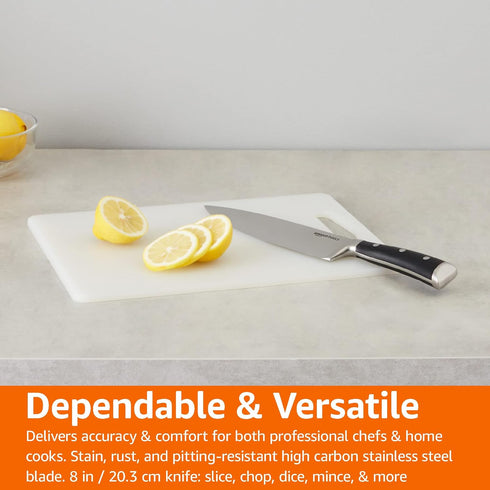 Amazon Basics Classic 8-inch Chef’s Knife with Three Rivets, Silver...