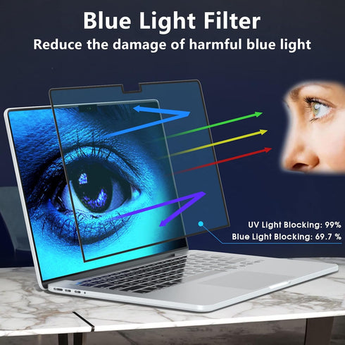 FILMEXT Macbook Pro 16 inch Screen Protector M4 M3 M2 M1 2024-2021 Model A3403 A3186 A2991 A2780 A2485,Bubble Free Blue Light Screen Filter for Ma...