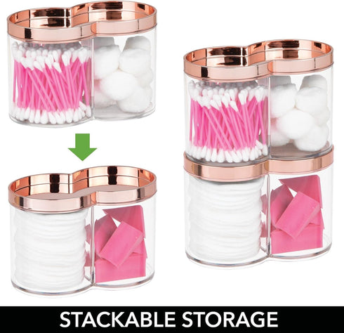 mDesign Plastic Canister Jar Organizer Set with Storage Lid - Home Decor Holder for Bathroom/Restroom Vanity Countertop, Cabinet - Holds Cotton Ba...
