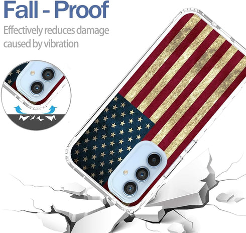 Phone Case for Galaxy A54 5G Case, Samsung A54 5G SM-A546U Case with Tempered-Glass Screen Protector, Cute Clear Flag Pattern Full Body Protective...