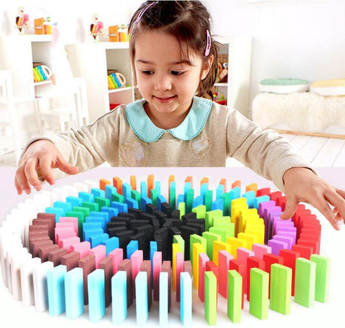120pcs Wooden Dominos Blocks Set, Kids Game Educational Play Toy, Domino Racing Toy Game (120PCS)...