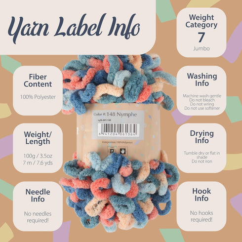 JubileeYarn Fun Finger Loops Yarn - Jumbo Polyester - 100g/Skein - White - 3 Skeins......