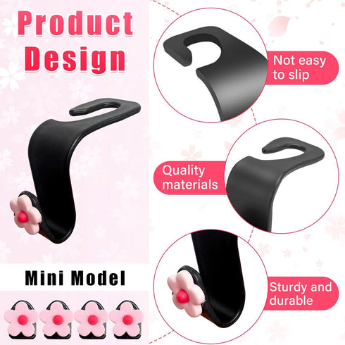 8 PCS Car Seat Headrest Hook, Auto Seat Hook Hanger Storage Organizer, Adhesive Hooks for Purse Coat Umbrella Grocery Bag, Universal Interior Acce...