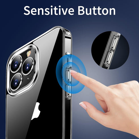JJGoo Compatiable with iPhone 13 Pro max Case Clear, Transparent Shockproof Phone Case, Slim Anti-Scratch Hard PC Back Protective Cover Bumper, Cl...