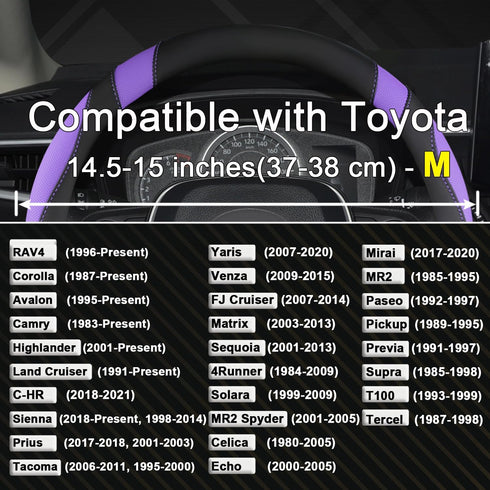 West Llama Customized Auto Car Steering Wheel Cover for Toyota Rav4 Corolla Camry Highlander (Black+Purple-Standard Size)...