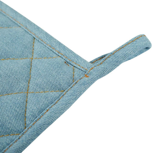 Denim Potholders Kitchen Everyday Basic 8 Inch 100% Cotton Pot Holder Heat Resistant Large Coaster Hot Pads Kit Trivets Set for Cooking and Baking...