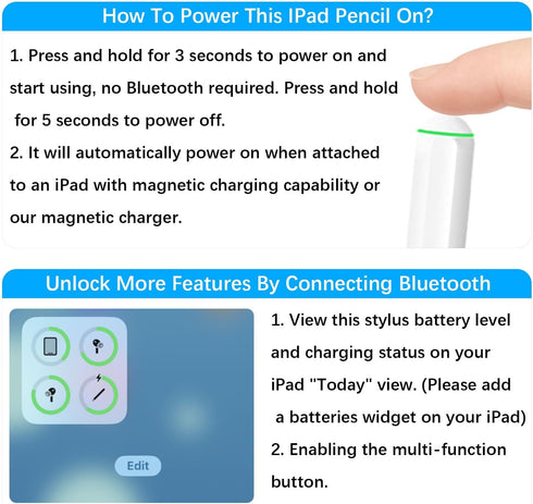 Stylus Pen for iPad with Magnetic Wireless Charging, Fast Charge 2nd Generation Apple iPad Pencil Compatible with iPad Air 3/4/5, iPad Mini 5/6, i...