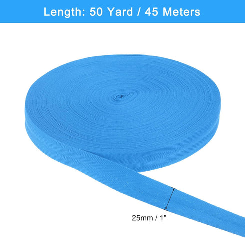 uxcell 50 Yards Cotton Twill Tape, 1-inch Herringbone Webbing Ribbon Bias Binding Tapes for Clothes Sewing, DIY Crafting (Blue)...