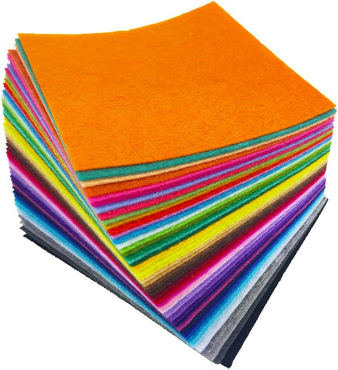 48pcs Felt Fabric Sheet Assorted Color Felt Pack DIY Craft Squares Nonwoven (25cm * 25cm)...