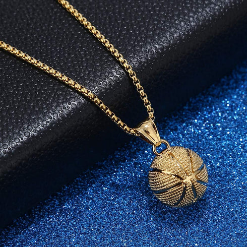Basketball Necklace Basketball Pendant Necklace Stainless Steel Necklace Sports Necklace...