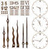 3 sets Clock Hands and Numerals, CNYMANY Walnut Wood DIY Digital Clock Numbers Wall Clock Hands Replacement Parts, Clock Movement Mechanism Kit Cl...