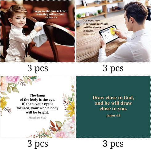 12 pcs Jehovah Witness Premium Microfiber Cleaning Cloths JW Convention Pioneer Gifts Idea Accessories Ministry Supplies for Jehovah's Witnesses J...