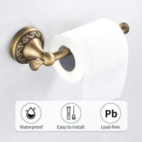 Toilet Paper Holder, Bathroom Toilet Paper Roll Holder Antique Bronze Brass Wall Mounted Bathroom Hardware Accessories,Pattern Carving Design...