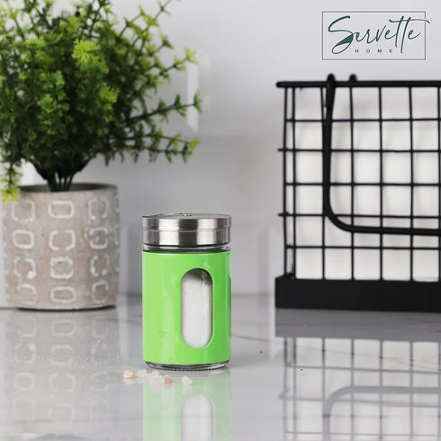 Salt Pepper Shaker Retro Single Spice Jar Glass - Green...