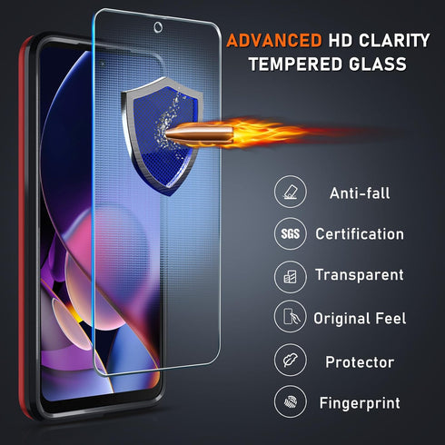 for Motorola Moto G Stylus 5G 2024 Case with Tempered Glass Screen Protector,Heavy Duty Rugged Shockproof Full Body Protective Cover,Red...