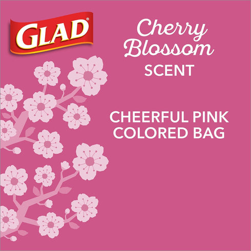 Glad Trash Bags, OdorShield Small Drawstring Garbage Bags, 4 Gallon Trash Bag, Febreze Cherry Blossom, 34 Count (Package May Vary)...