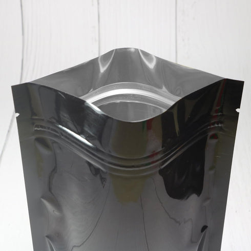 Double-Sided Matte/Glossy Color with Clear Round Window Stand-Up Pouch (100 Bags/Pack) (4" x 6.3", Glossy Black)...
