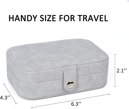 Travel Jewelry Box,Small Jewelry Organizer Boxes for Women Girls, 2 Layer Travel Jewlery Case, PU Leather Mini Portable Jewerly Storage Display Ho...