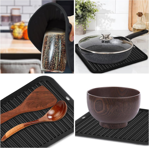 3 PCS Silicone Trivets for Hot Pots and Pans - 9"x12" Heat Resistant Trivet Mat - Hot Pads for Kitchen Quartz Countertops - Multipurpose Non-Slip ...