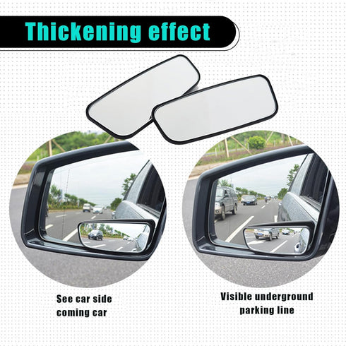 2 PCS HD Convex Wide Angle Looking Glass, 3.74" x 1.41" Rectangular Curved Blind Spot Mirror, General Motors Parking Aid Tool, Compatible with Mos...