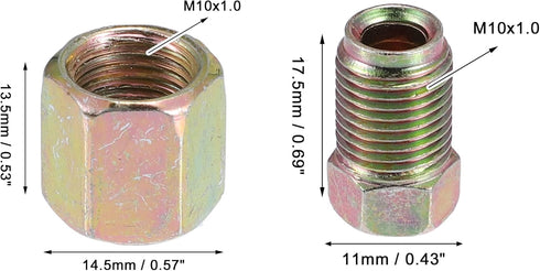 X AUTOHAUX 20pcs Motorcycle Brake Line Tube Fittings 10mm Nuts 10 Male 10 Female for 3/16" Hydraulic Brake Lines Union Durable Brake Pipe Connecto...