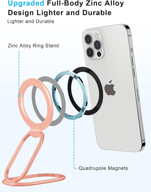 ?2024 Upgraded? Mag Safe Phone Ring Holder, SUPERONE Adjustable Magnetic Kickstand & Removable Phone Grip Compatible with Wireless Charging Only f...