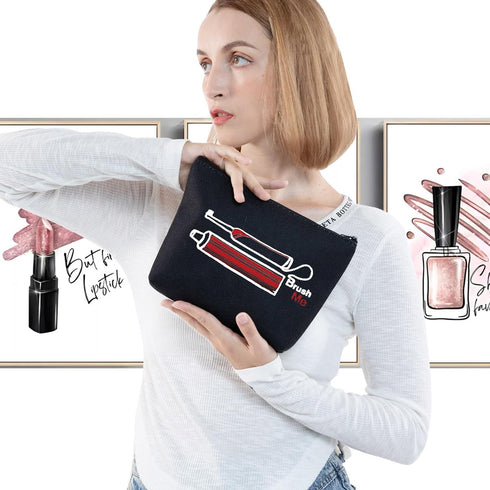 G2TUP Novelty Travel Toothbrush Holder Brush Me Canvas Travel Dopp Kit Toothpaste Organizer Toiletries Bag (Brush Me Black Bag)...