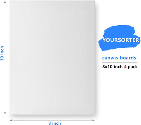 Canvas Boards 4 Pack, 8x10inch Blank Canvases for Painting, Gesso Primed Acid-Free 100% Cotton Painting Canvas Panels for Acrylic Oil Tempera Wate...