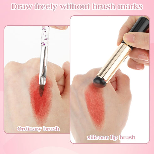 Silicone Lip Brush Concealer Applicator, 2 PCS Round Head Lip Makeup Brush with Cap Silicone Makeup Applicator for Lipstick, Lip Gloss, Lip Balm, ...