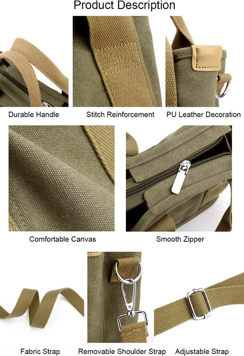 Handbag for Women Small Multi-Pockets, Canvas Mini Tote Shoulder Bags with Zipper, Satchel Hobo Bag for Travel Work...