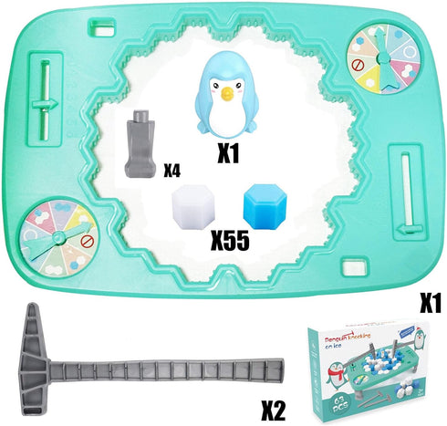 Penguin Ice Rescue Game for Kids,Penguin Ice Breaker Game,63PCS Save Penguin on Ice Game,Penguin Trap on Ice Icebreaker Board Game Toy for Adults,...