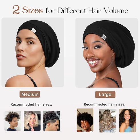 YANIBEST Silk Satin Bonnet Hair Wrap for Sleeping, Adjustable Slouchy Beanie for Women, Silk Lined for Curly Hair and Braids, Dark Grey...