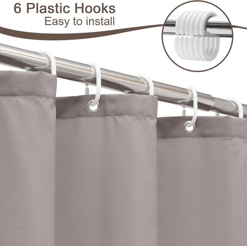 AooHome Stall Size 36x72 Inch Shower Curtain Liner, Half Size Solid Shower Curtain with Hooks, Weighted Hem, Waterproof, Chocolate...