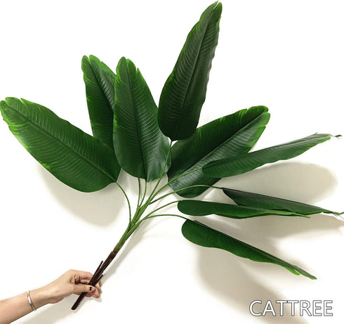 CATTREE 33 inch Tall Artificial Banana Tree, 9 Branches with Brown Leaves, UV Resistant Plastic, Ideal for Decorating Indoors or Outdoors...