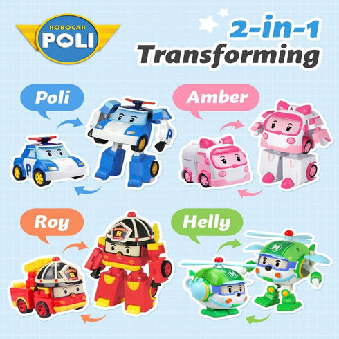 Robocar Poli Amber Transforming Robot, 4" Transformable Action Toy Figure Vehicles Gift Guide for Kids, Emergency Vehicle Playset, Holiday Birthda...