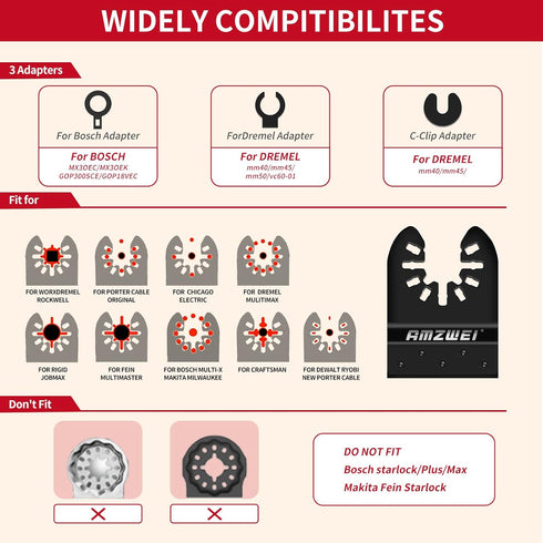 10 Pcs Bi-Metal Oscillating Tool Blades Metal Cutting, 1-3/4" Curved Edge Multitool Blades for Soft Metal, Hard Wood, Plastic, Oscillating Saw Bla...